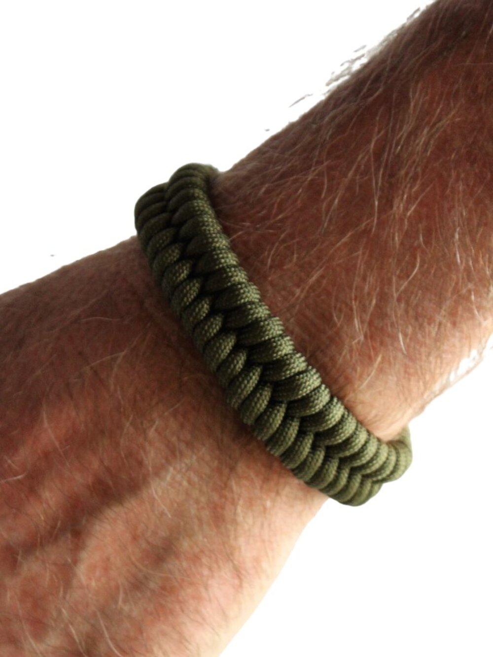 Handmade Green Paracord Unisex Bracelet 550 Fishtail Stitch Fits 7.75" Wrist USA